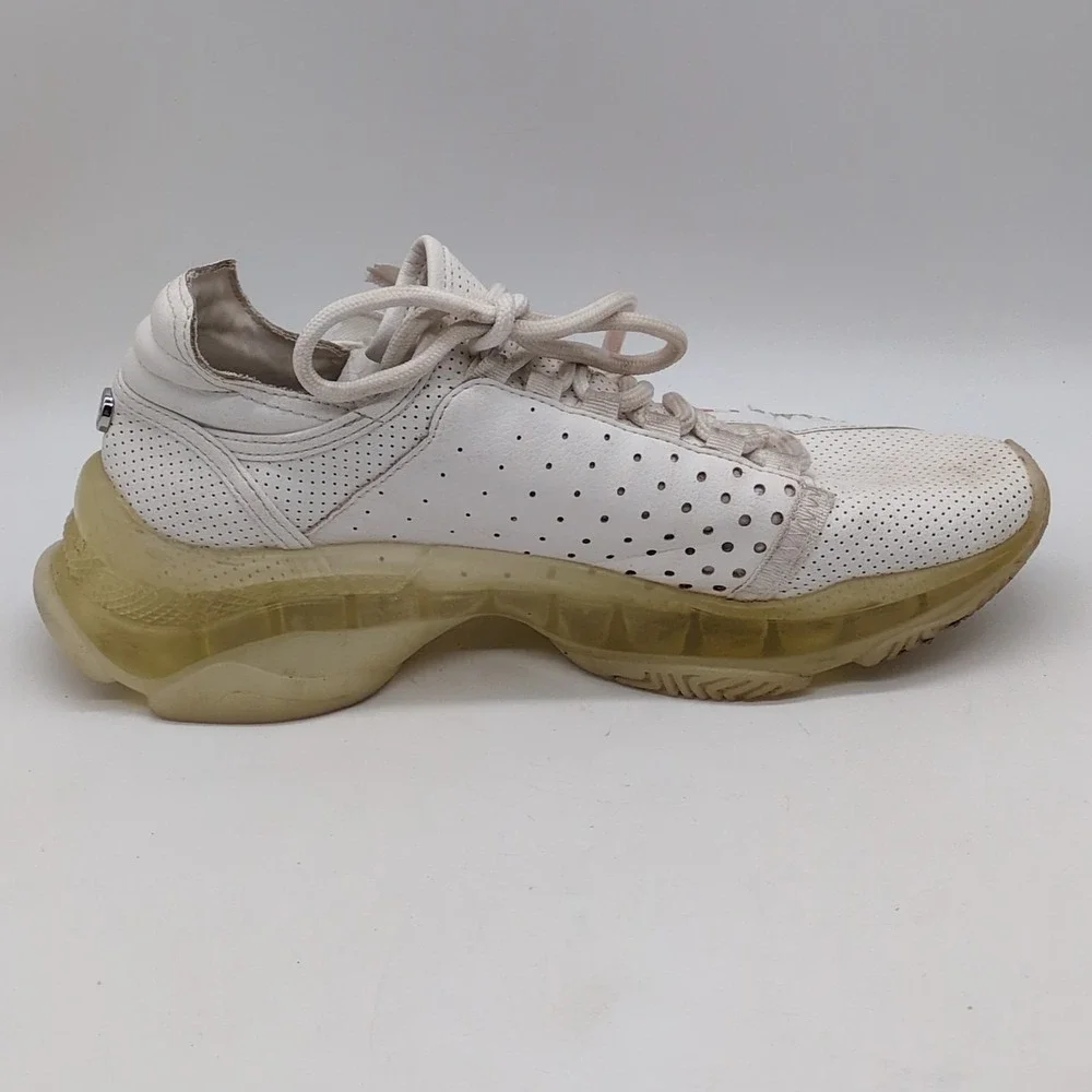 Steve Madden Sneakers Womens‎ Measure White 8 Fitness Running Shoes Side Zip